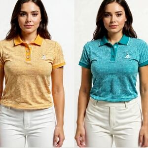 L🏌️Vintage Golf Textured Yellow & Green Polo Lot of 2